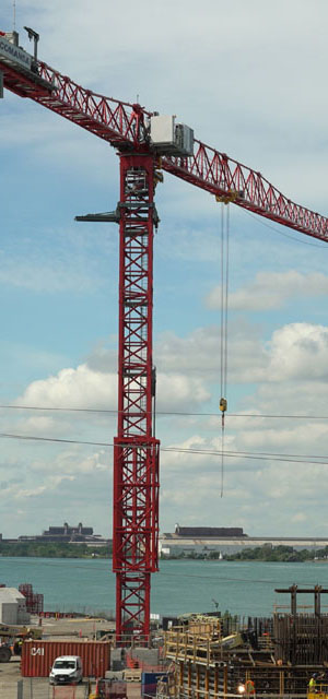 Red tower crane