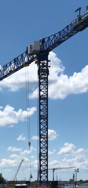 Blue tower crane