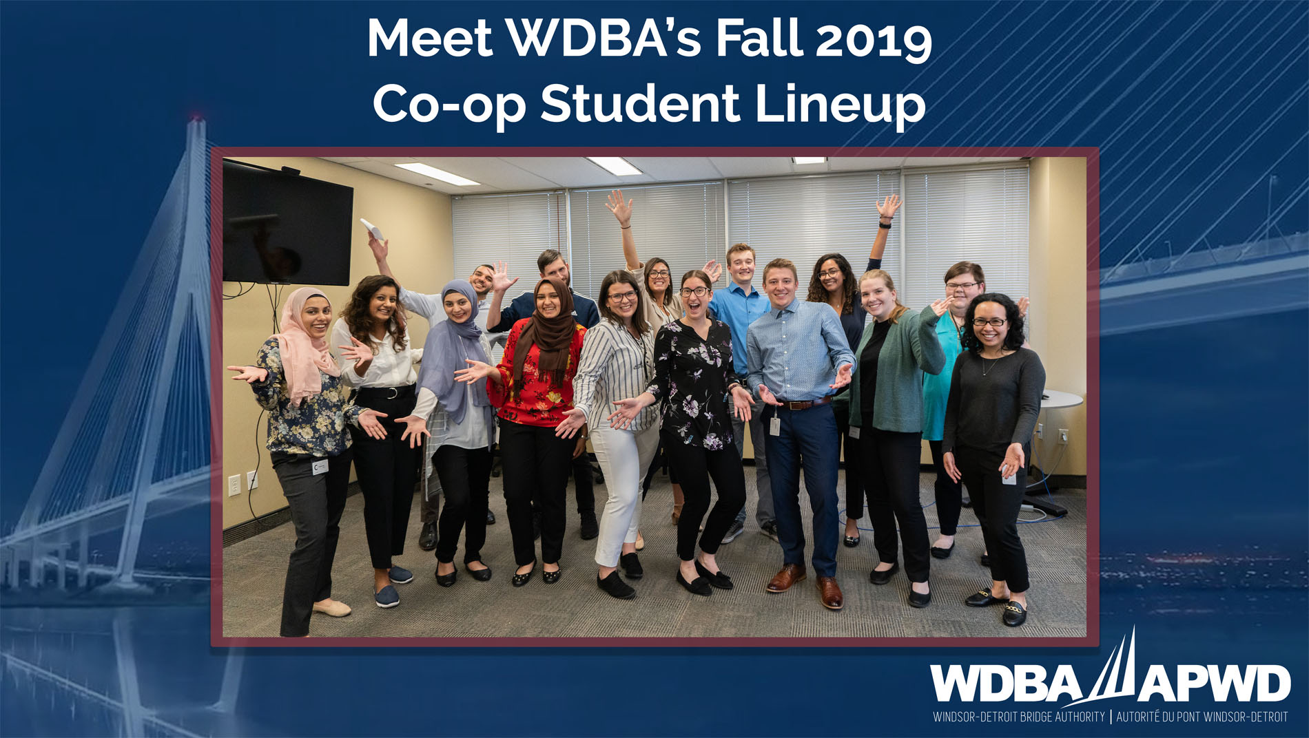 Photo of WDBA's Fall 2019 Co-Op Students standing together 
