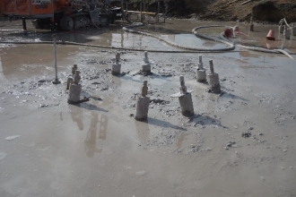 Completed group of eight micro-piles